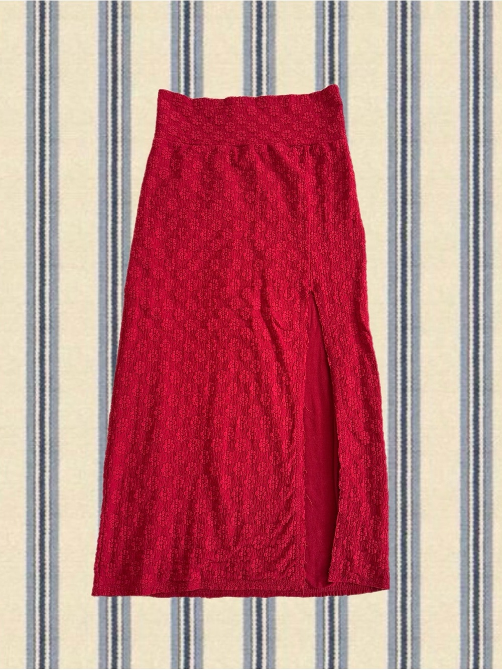 Free People Raspberry Red Textured Midi Skirt - Picture 3 of 4